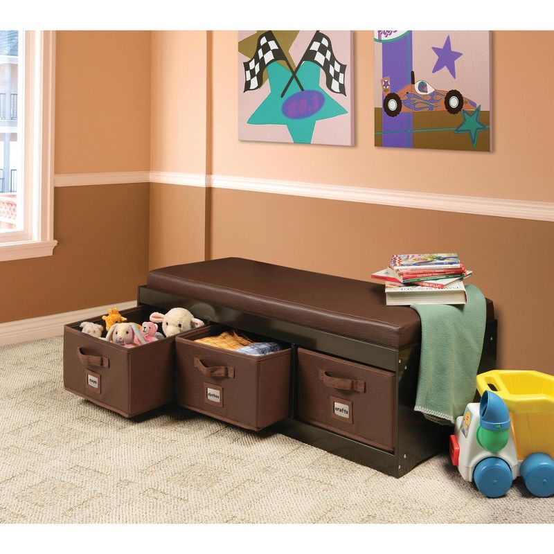 Badger Basket Kid's Storage Bench with Cushion and Three Bins, 2 of 6