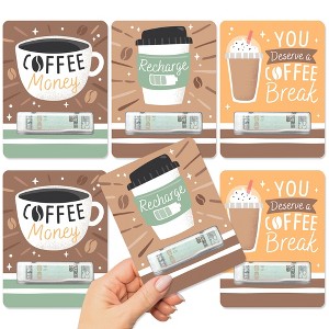 Big Dot of Happiness But First, Coffee - DIY Assorted Cafe Themed Party Cash Holder Gift - Funny Money Cards - Set of 6 - 1 of 4