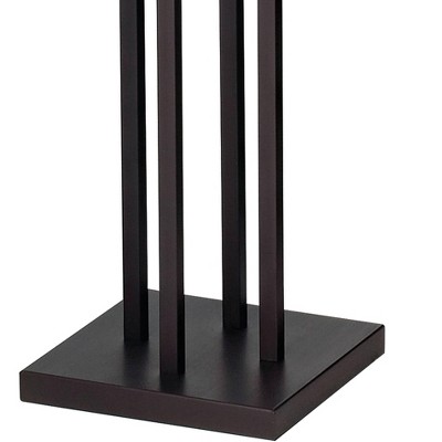 Bronze Iron 4-Light Torchiere Floor Lamp with Square Shades