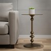 HomeRoots 19" Bronze Aluminum Round Drink Size Pedestal End Table - 2 of 4