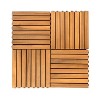 Gulches 8-Slat Interlocking Deck Tiles (Set of 10), Acacia Wood, Horizontal Slats, for Indoor/Outdoor Patios, Decks, Bathrooms - 4 of 4
