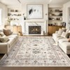 Faux Wool Boho Vintage Floral Printed Area Rug Machine Washable Foldable Ultra Thin Non Slip Stain Resistant Pet Friendly Carpet For Home Decor - 4 of 4