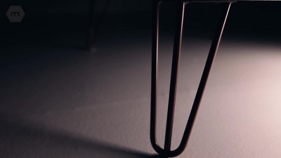 Set of 2 Gray Wood Nightstands with Hairpin Legs