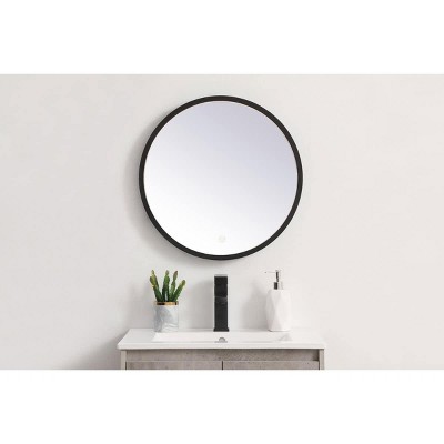 Black Aluminum LED Round Bathroom Vanity Mirror