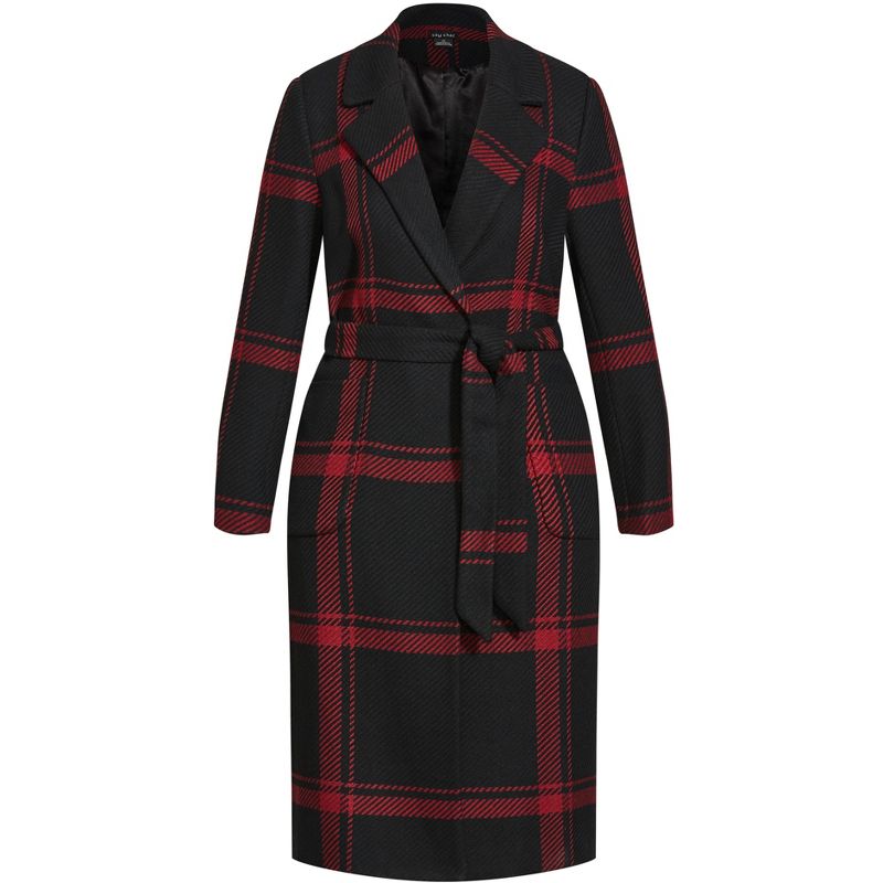 Women's Plus Size Checkmate Coat - ruby | CITY CHIC, 5 of 7