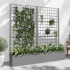 Lirago 6 ft. H x 3 ft. W Metal Planter Box privacy screen Garden Bed with Trellis and Wheels - Gray - 3 of 4