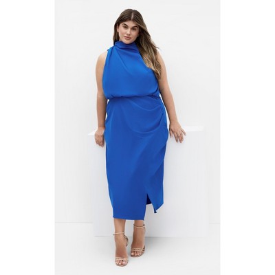 Women's Plus Size Limelight Halter Dress - cerulean | CITY CHIC