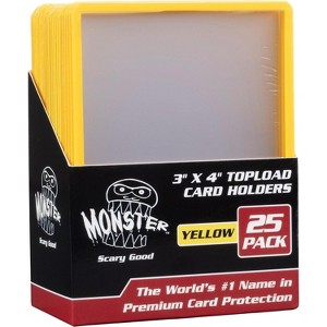 Monster Top Loaders for Trading Cards - 25, 3x4" Clear Hard Plastic Protector w Yellow Border- Compatible w Yugioh, Sports & More - 1 of 4