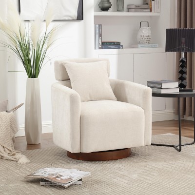 27.17"W Modern Swivel Chenille Upholstered Accent Chair, Comfortable 360 Degrees Armchair - ModernLuxe