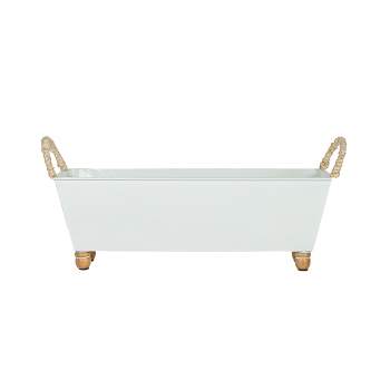 Trough Bin White Metal, Reed & Wood by Foreside Home & Garden