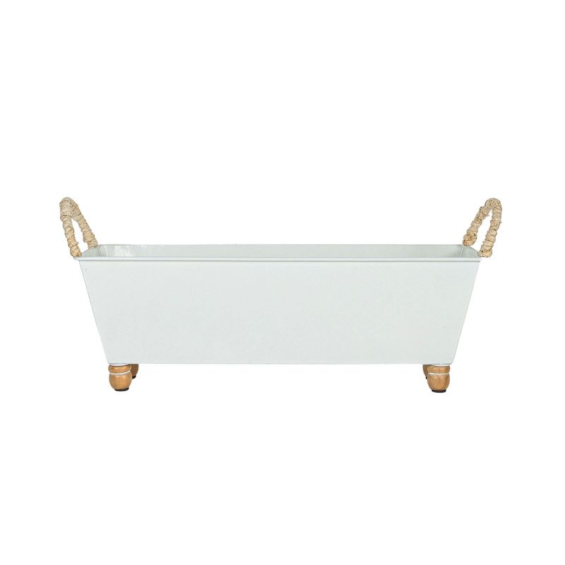 Trough Bin White Metal, Reed & Wood by Foreside Home & Garden, 1 of 9