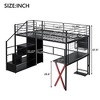 TIRAMISUBEST Full Size Loft Bed with Built-in Desk & Mesh Shelf, Metal Gaming Bed Frame w/ Open Wardrobe & Storage Staircase - 4 of 4
