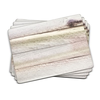 Rustic Driftwood Print Hardboard Placemats Set of 4