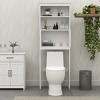 Over Toilet Rack 2-Tier Open Toilet Bathroom Storage, Wooden Free Standing Toilet Bathroom Organizer Cabinet With 2 Doors-Cuddlewood - 3 of 4