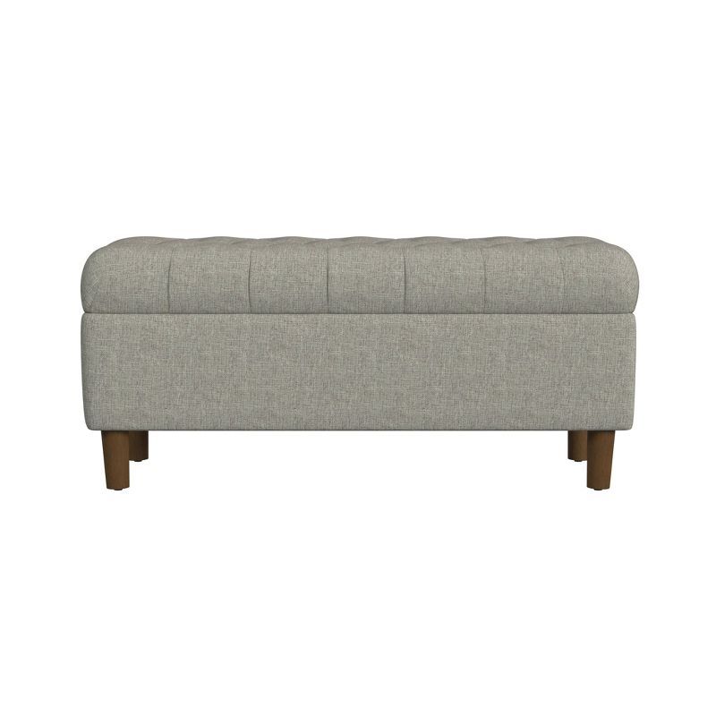Button Tufted Storage Bench with Cone Wood Legs Gray - HomePop, 1 of 10