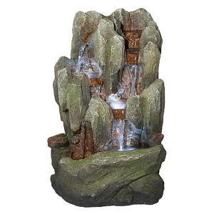 Design Toscano Lost Falls Cascading Waterfall Illuminated Tabletop Fountain - 1 of 4