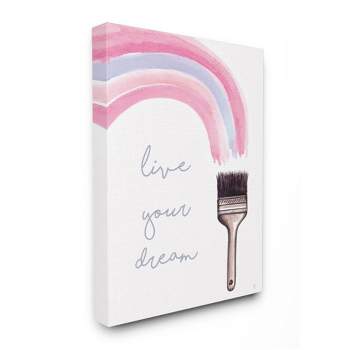 Stupell Industries Live Your Dream Phrase Paintbrush Watercolor Rainbow