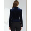INSPIRE CHIC Women's 1 Button Lapel Collar Business Office Crop Suit Velvet Blazer - 4 of 4