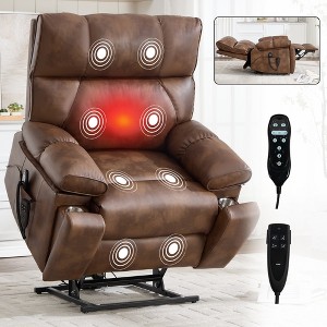 Dual Motor Infinite Position Large Power Lift Recliner Chair with Heat, 8-Point Massage, Hidden Cup Holders, and Medium-Firm Heavy-Duty Design - 1 of 4