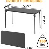4 Feet Folding Table Indoor Outdoor, Lockable Metal Legs Support, Upholstered PU Leather Tabletop, for Picnic Parties BBQ Camping - 2 of 4