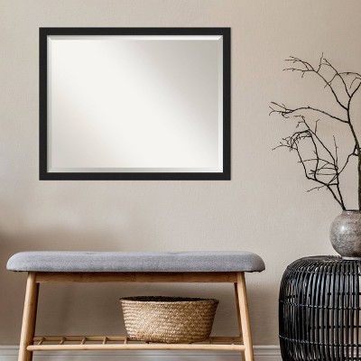 Grace Brushed Black Rectangular Beveled Wall Mirror 30 x 24 Inch