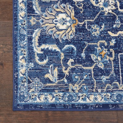 Navy Blue 5' x 7' Synthetic Traditional Area Rug