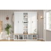 APRILSOUL 62.9"W Farmhouse 4-in-1 Hall Tree - 6 Hooks, Wood Grain Bench, Shoe Cabinet - 2 of 4
