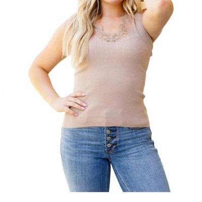 Women's I Can Love You Better Lace Tank Top - BiBi