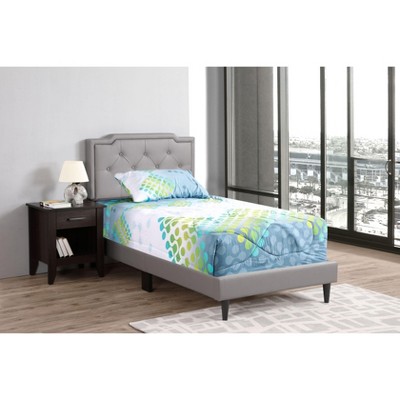 CAVINAS Twin Size Modern Casual Platform Bed Frame with High Upholstered Headboard,No Box Spring Needed