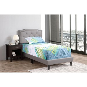 CAVINAS Twin Size Modern Casual Platform Bed Frame with High Upholstered Headboard,No Box Spring Needed - 1 of 4