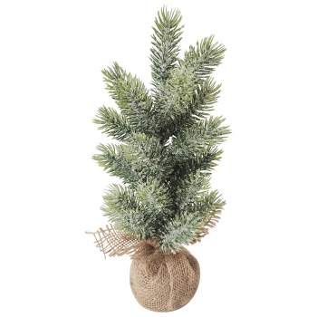 Northlight Frosted Icy Pine Tree in Burlap Base Christmas Tree - 11.75" - Unlit