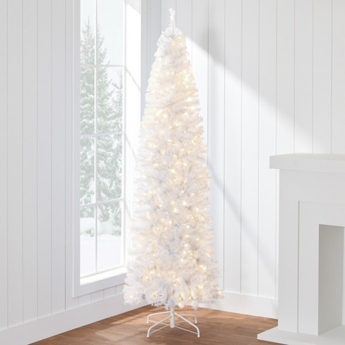 Best Choice Products Pre-Lit White Pencil Christmas Tree w/ Foldable Base, Incandescent Lights - image 1 of 4