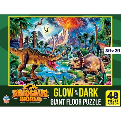 MasterPieces Glow in the Dark - Dinosaur World 48 Piece Floor Jigsaw Puzzle for Kids
