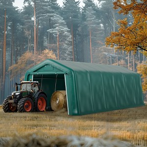 Captiva Designs 11 ft. x 24 ft. x 8.4 ft. Heavy-Duty Portable Garage & Agricultural Shed with Galvanized Frame, Removable Doors and Walls - 1 of 4