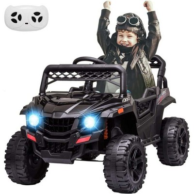 12V Kids Ride On Truck, Remote Control Electric Toy for Toddlers, Spring Suspension, LED Lights, Music