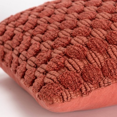 Terracotta Textured Cotton 20" Square Throw Pillow