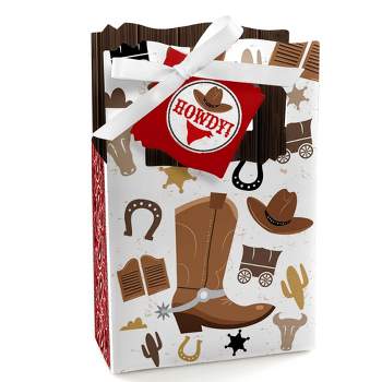 Big Dot of Happiness Western Hoedown - Wild West Cowboy Party Favor Boxes - Set of 12