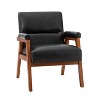 Christaf contemporary-special Vegan Leather Armchair  Solid Wood Legs | ARTFUL LIVING DESIGN - 2 of 4