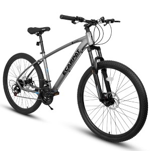 NAYSAYE Bicycle 27 Inch Mountain Bike 21 Speed with Suspension Fork and Disc Brakes for Men and Women, Gray, 70"*27"*39.5" - 1 of 4
