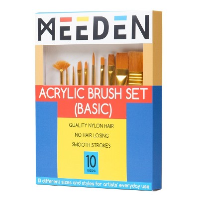 MEEDEN Acrylic Paint Brushes -10 Pcs Paint Brushes for Acrylic Painting - Watercolor Brushes with Soft Nylon Hair - Artist Paint Brushes