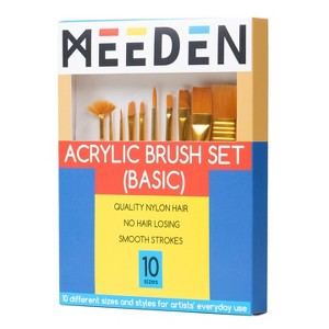 MEEDEN Acrylic Paint Brushes -10 Pcs Paint Brushes for Acrylic Painting - Watercolor Brushes with Soft Nylon Hair - Artist Paint Brushes - 1 of 4