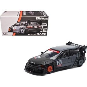 Pandem Civic EG6 RHD (Right Hand Drive) "Kanjozoku" Matt Black and Gray with Graphics 1/64 Diecast Model Car by Pop Race - 1 of 4