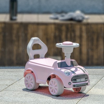 Pink Toddler Ride-On Car with Horn and Steering Wheel