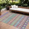 Blush Blue And Lime Green Quatrefoil Washable Indoor Outdoor Area Rug - 2 of 4