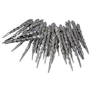 Northlight Shiny Shatterproof Icicle Christmas Ornaments - 5" - Silver Gray - 36ct - 1 of 2