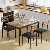 Dining Table Set for 4,5 Piece Industrial Dining Table and Chairs Set,Space-Saving Kitchen Table Set with Metal Frame and Wooden Top for Dining Room - 2 of 4