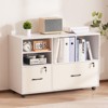 VEVOR 2 Drawer Wooden File Cabinet, Mobile Filing Cabinet with Open Shelves, Lockable Lateral Rolling File Storage with Adjustable Shelves, White - 2 of 4
