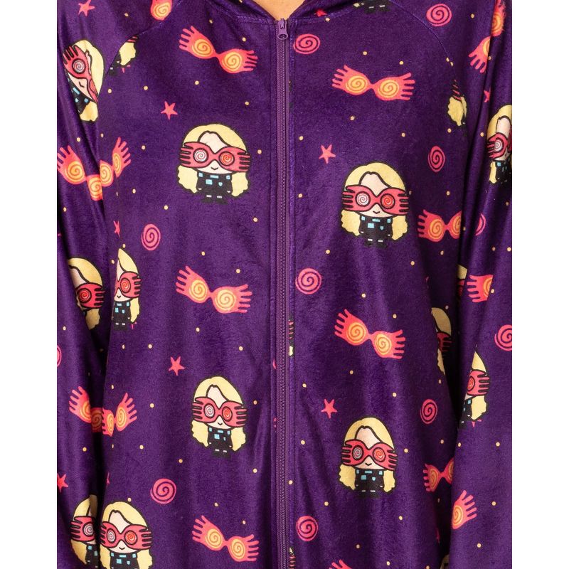 Harry Potter Womens' Luna Lovegood Chibi Footless Sleep Union Suit Purple, 2 of 5