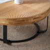 Maliang 31.5" W Modern Round Coffee Table, Wooden Carving Pattern Coffee Table with Metal Legs for Living Room, Office - 4 of 4