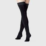 Women's Opaque Gold Stud Backseam Thigh Highs - A New Day™ Black